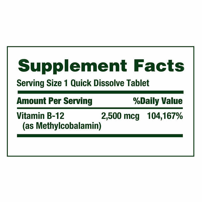 Nature's Bounty Vitamin B-12 2500 mcg, 300 Quick Dissolve Tablets 自然之寶 B-12維生素 2500mcg*300粒