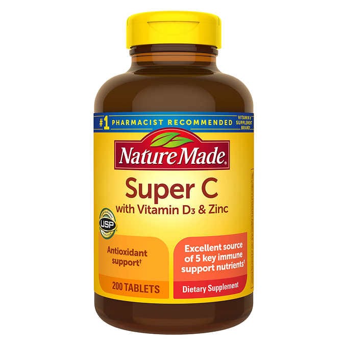 Nature Made Super C with Vitamin D3 and Zinc, 200 Tablets 萊萃美 超級C 免疫複合物 200片