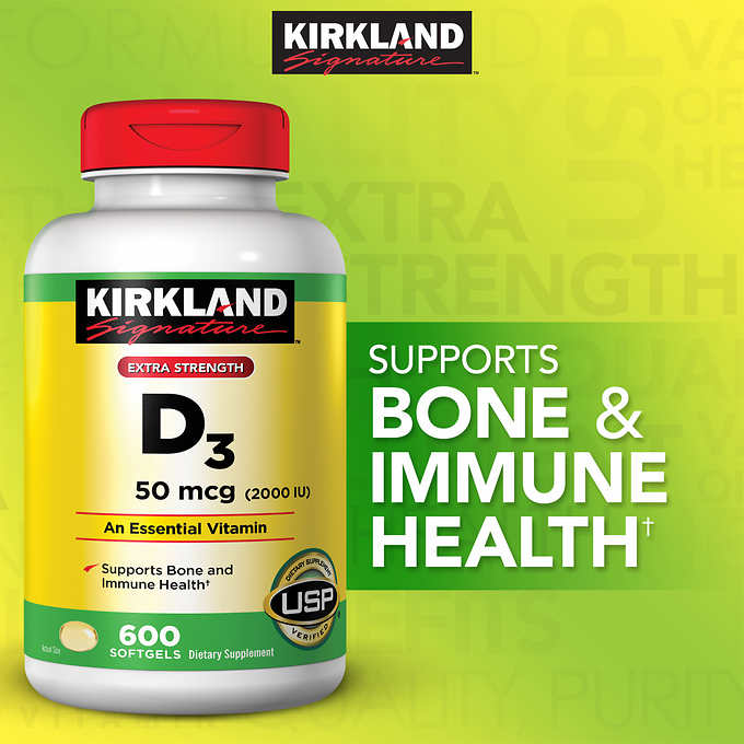 Kirkland Signature Extra Strength D3 50 mcg., 600 Softgels 科克蘭 維他命D3 50 mcg., 600軟膠囊