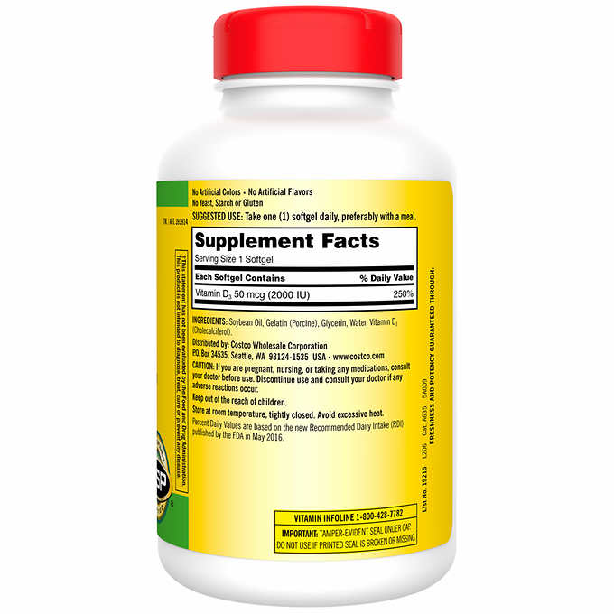 Kirkland Signature Extra Strength D3 50 mcg., 600 Softgels 科克蘭 維他命D3 50 mcg., 600軟膠囊