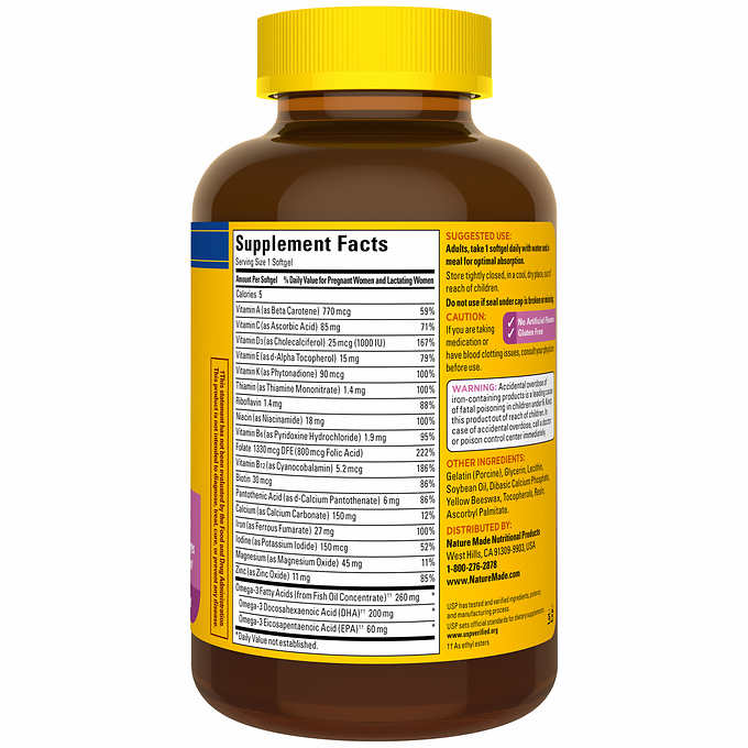 Nature Made Prenatal Multi + DHA, 150 Softgels 萊萃美 產前綜合維生素+DHA 150顆