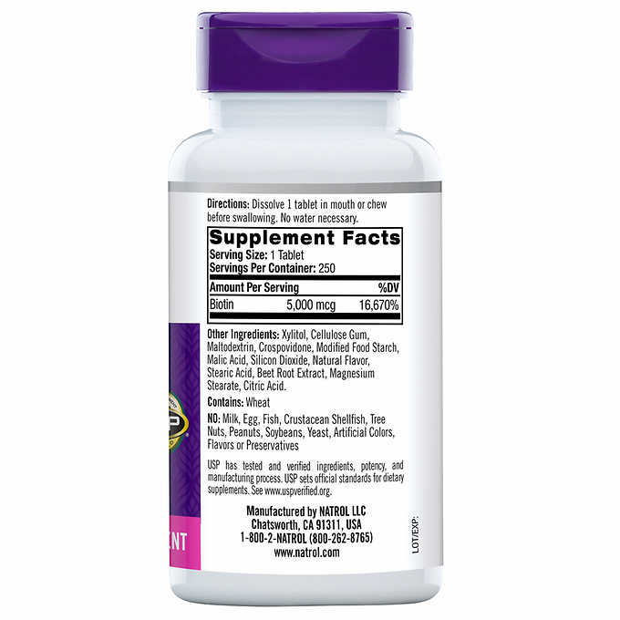 Natrol Biotin 5000 mcg., 250 Fast Dissolve Tablets 生物素 5000 mcg 250錠