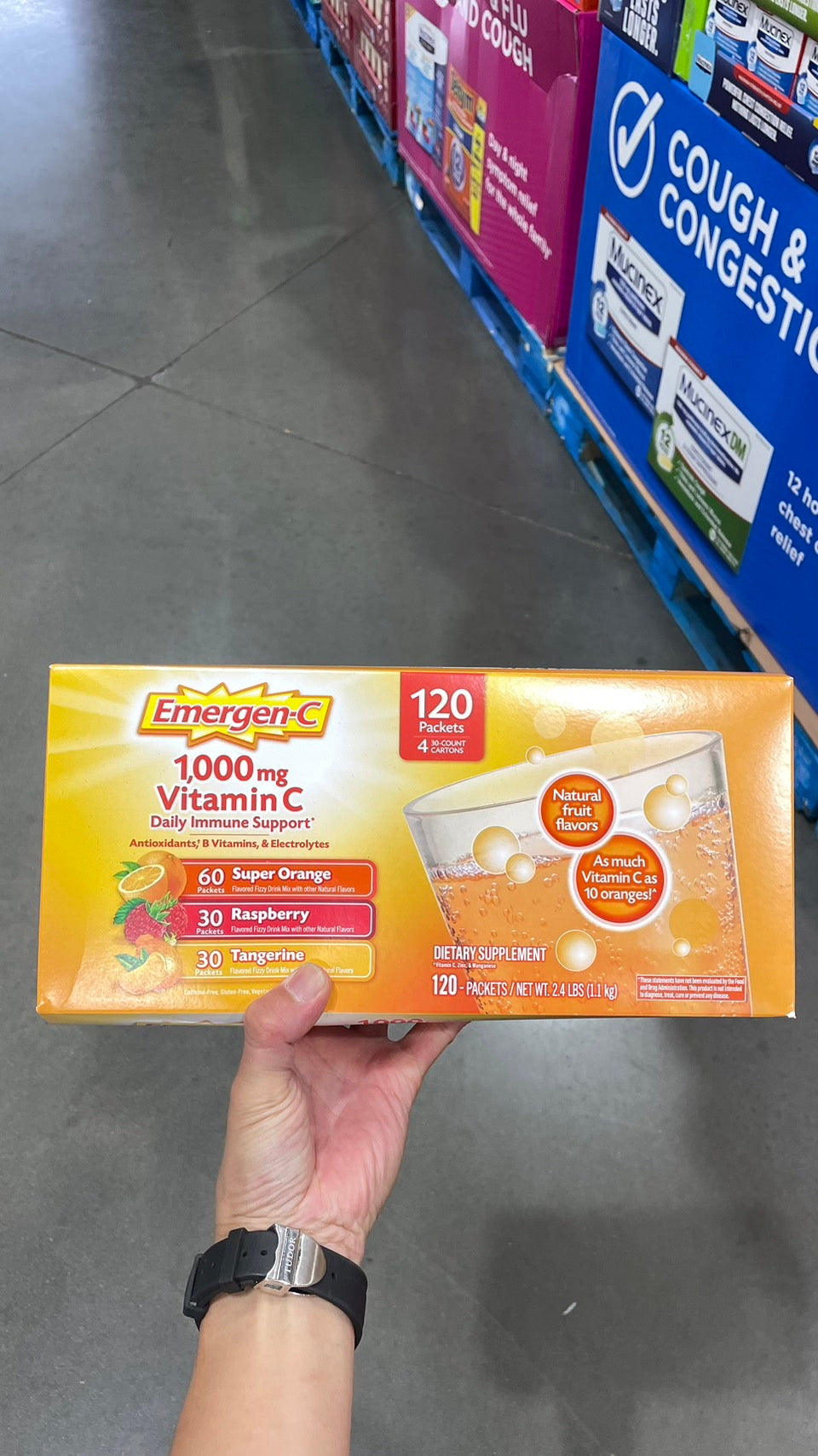Emergen-C Vitamin C 1000 mg Variety Pack Drink Mix, 120 Packets Emergen-C/Airborne成人維他命C 1000mg