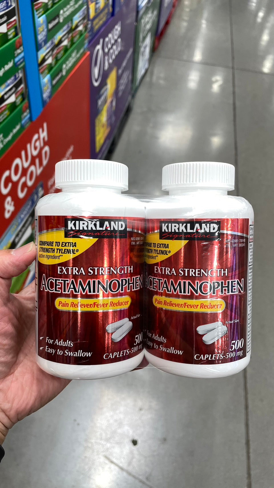 Kirkland Signature Extra Strength Acetaminophen 500 mg., 1,000 Caplets 科克蘭止痛退燒 500mg 1000碇