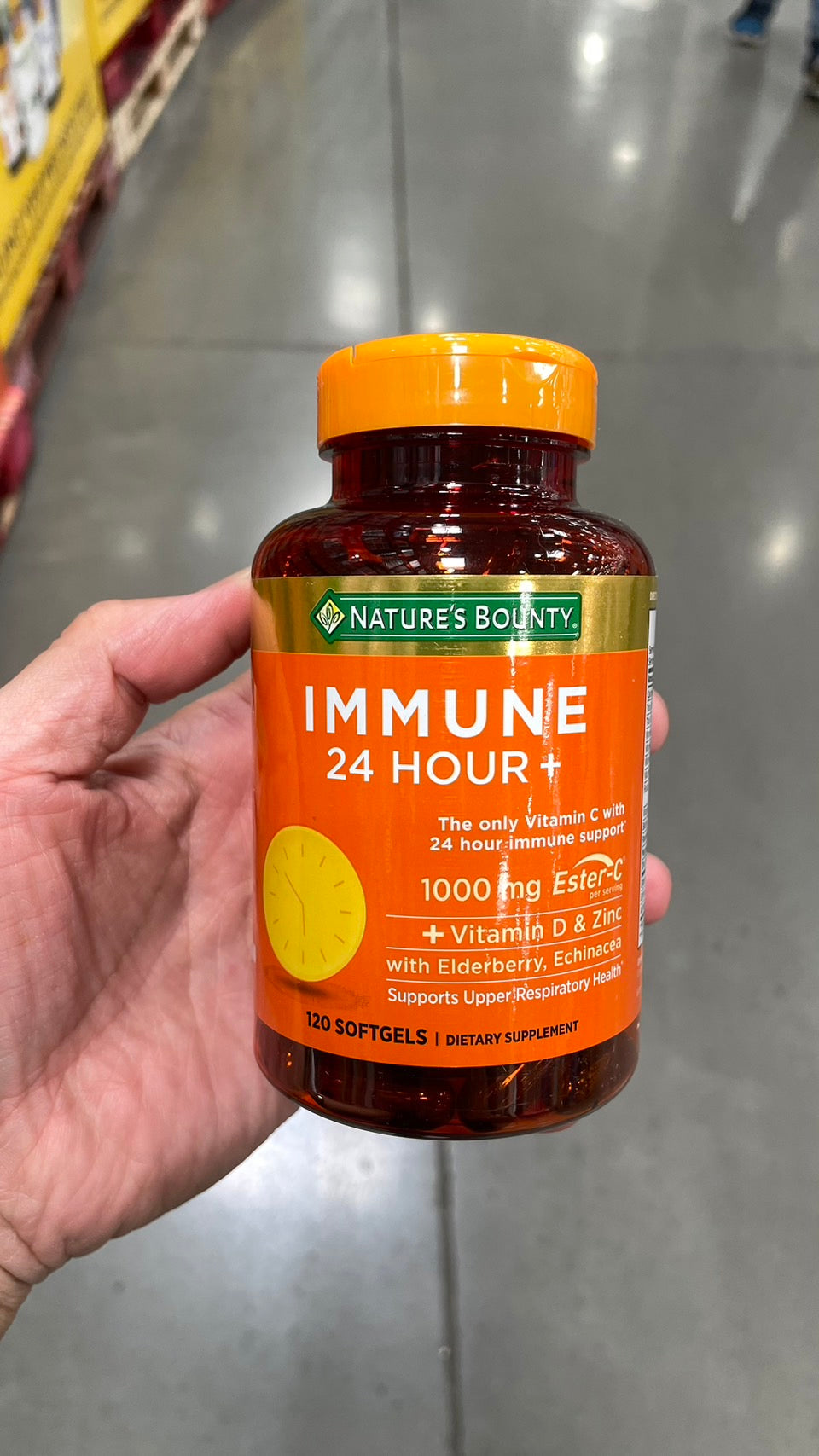 Nature's Bounty Immune 24 Hour+, 120 Softgels 自然之寶 免疫維他命C維他命D鋅, 1000 mg, 50粒