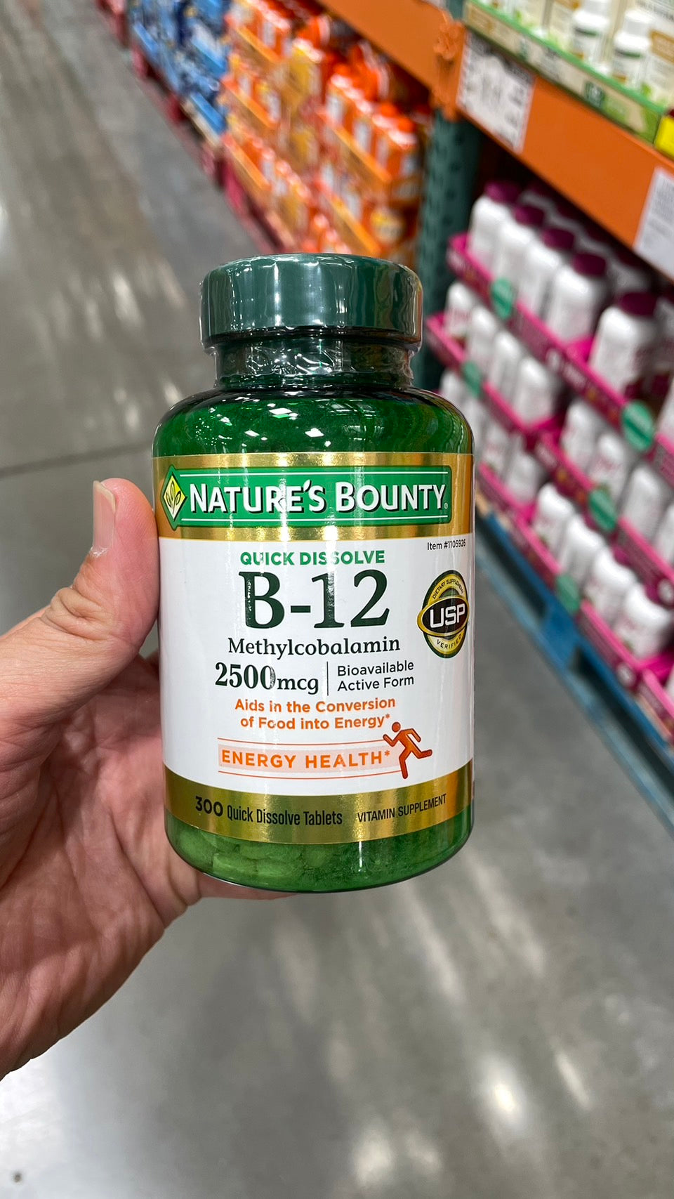 Nature's Bounty Vitamin B-12 2500 mcg, 300 Quick Dissolve Tablets 自然之寶 B-12維生素 2500mcg*300粒
