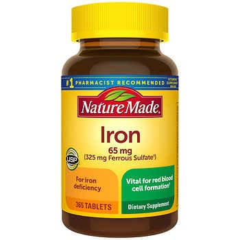 Nature Made Iron, 65 mg, 365 Tablets 鐵質元素 補鐵補血防貧血65mg 365粒