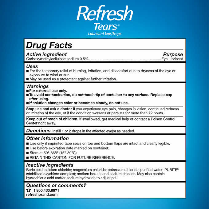 Refresh Tears Lubricant Eye Drops Multi-Pack, 65 ml. 人造眼淚 潤澤滴眼液 15ml*4瓶+5ml*1瓶