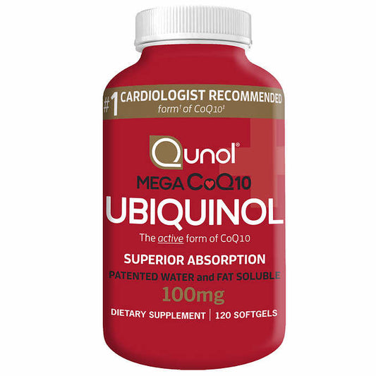 Qunol Mega CoQ10 Ubiquinol 100 mg., 120 Softgels Qunol Mega 超级水溶性護心辅酶 CoQ10 100 mg 120 軟膠