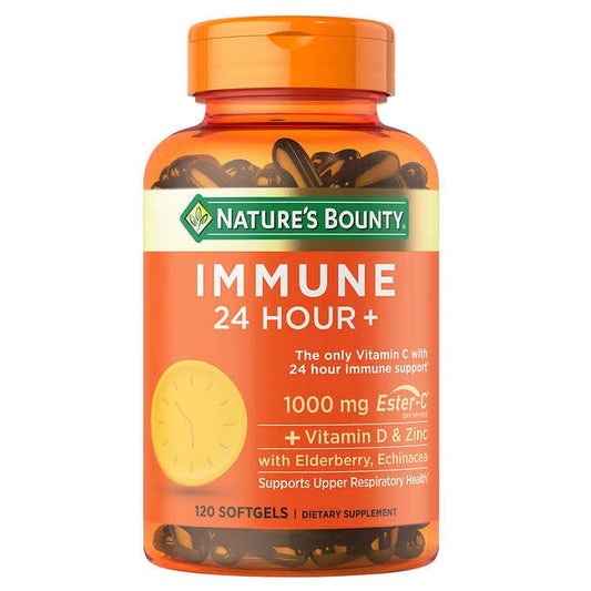Nature's Bounty Immune 24 Hour+, 120 Softgels 自然之寶 免疫維他命C維他命D鋅, 1000 mg, 50粒
