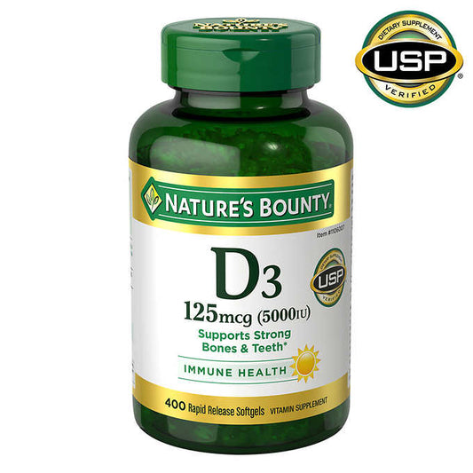 Nature's Bounty Vitamin D3 125 mcg, 400 Softgels 自然之寶 維生素D3 125mcg 5000IU, 400顆