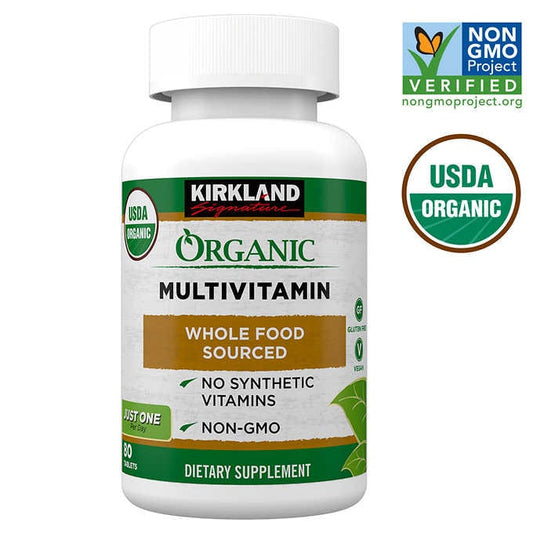 Kirkland Signature USDA Organic Multivitamin, 80 Coated Tablets 科克蘭有機複合維生素,80片