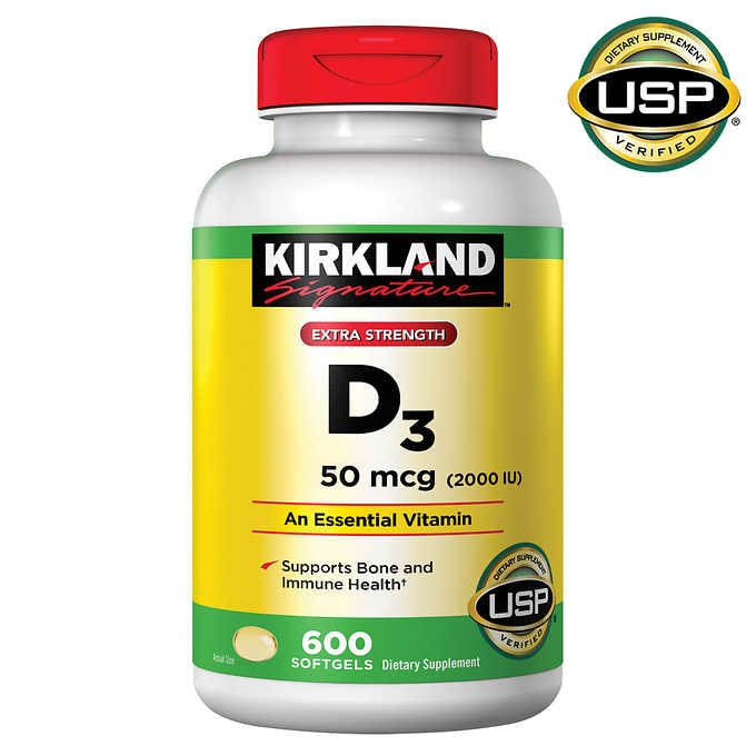 Kirkland Signature Extra Strength D3 50 mcg., 600 Softgels  科克蘭 維他命D3 50 mcg., 600軟膠囊