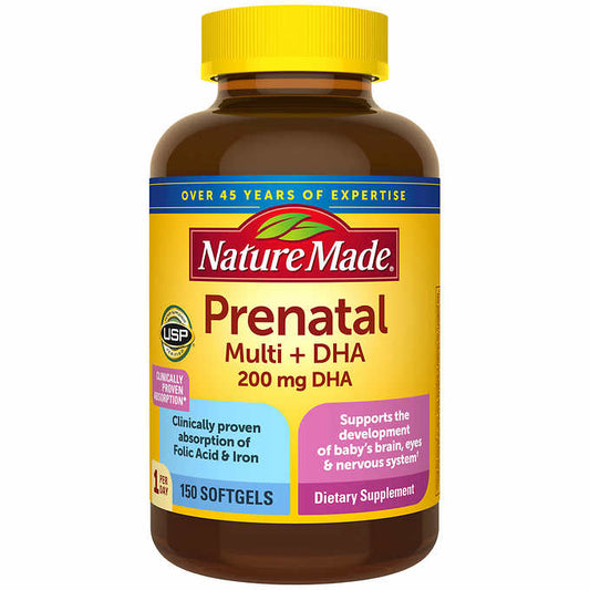 Nature Made Prenatal Multi + DHA, 150 Softgels 萊萃美 產前綜合維生素+DHA 150顆