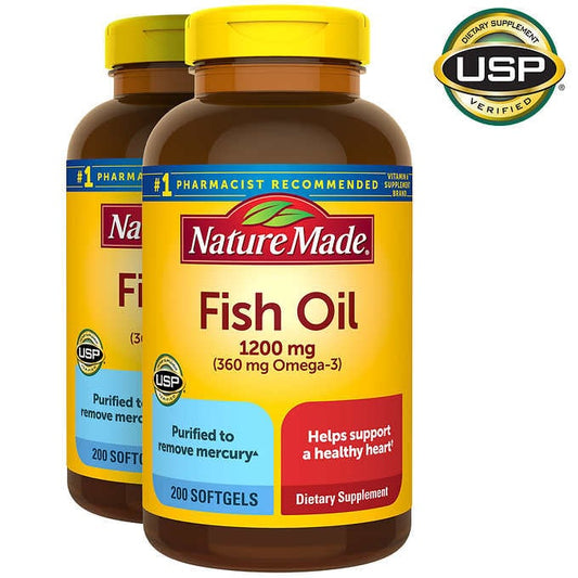 Nature Made Fish Oil 1200 mg., 400 Softgels 萊萃美 高濃度 魚油 1200mg 400顆裝