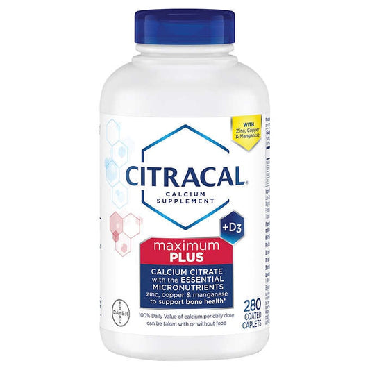 Citracal Maximum Plus Calcium Citrate + D3, 280 Caplets 拜耳 Citracal Maximum Plus 檸檬酸鈣+D3 280粒