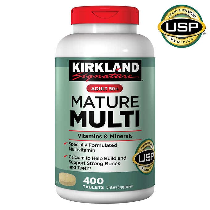 Kirkland Signature Adult 50+ Mature Multi Vitamins & Minerals, 400 Tablets 中老年50歲+復合維生素 400 顆