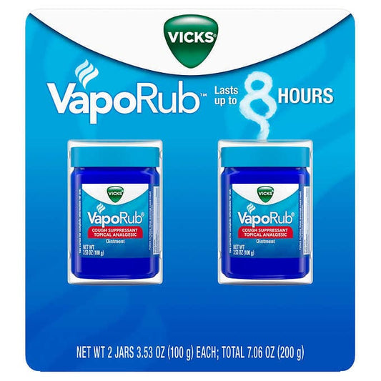 Vicks VapoRub Cough Suppressant & Topical Analgesic, 7.06 Ounces 按摩膏 50g/瓶  德國製 天然草本薰衣草/舒緩膏 【成人款】