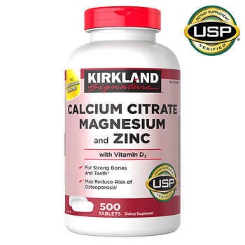 Kirkland Signature Calcium Citrate Magnesium and Zinc, 500 Tablets 科克蘭 鈣鎂鋅錠 500 碇