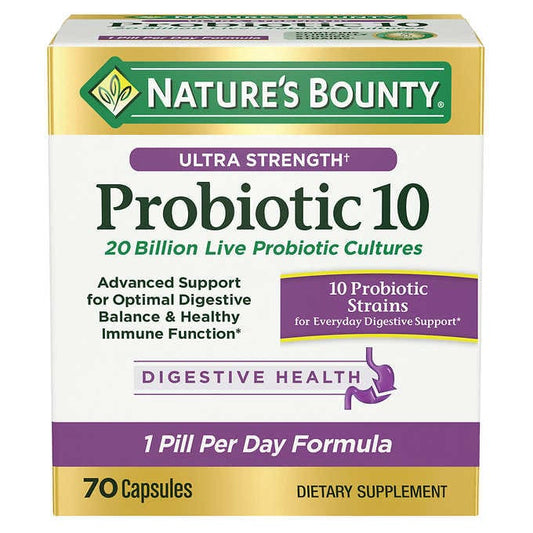 Nature's Bounty Ultra Strength Probiotic 10, 70 Capsules 超強益生菌 Probiotic 10種益生菌70顆(2個月份)
