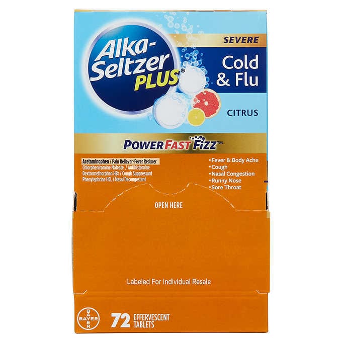Alka-Seltzer Plus Severe Cold & Flu Powerfast Fizz, Citrus, 72-count 非處方感冒發泡碇 72入