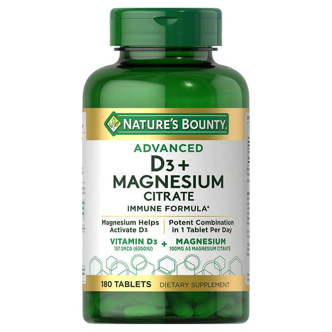 Nature's Bounty Advanced D3 + Magnesium Citrate Immune Formula, 180 Tablets 自然之寶 D3+鎂 180碇