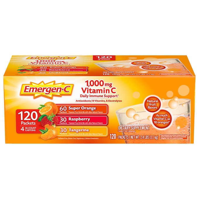 Emergen-C Vitamin C 1000 mg Variety Pack Drink Mix, 120 Packets Emergen-C/Airborne成人維他命C 1000mg