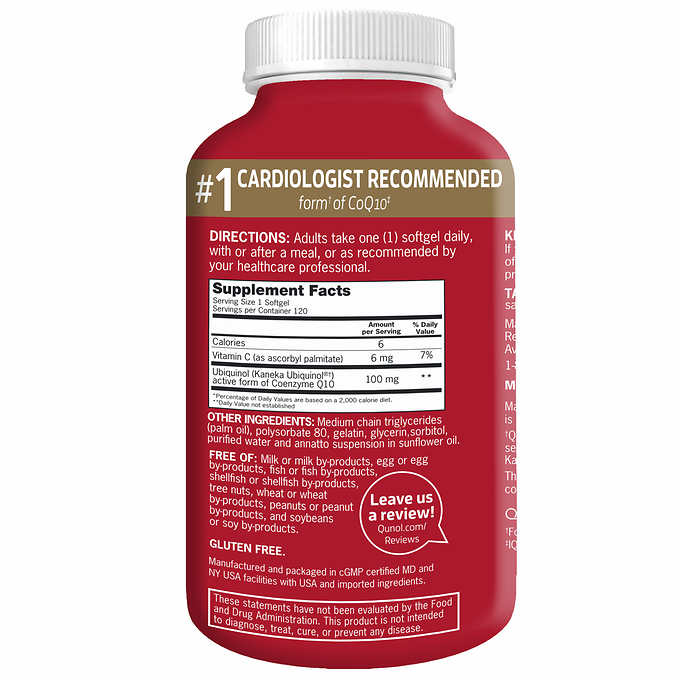 Qunol Mega CoQ10 Ubiquinol 100 mg., 120 Softgels Qunol Mega 超级水溶性護心辅酶 CoQ10 100 mg 120 軟膠