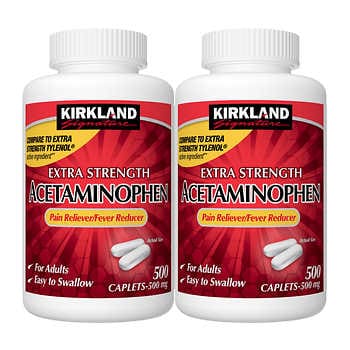 Kirkland Signature Extra Strength Acetaminophen 500 mg., 1,000 Caplets 科克蘭止痛退燒 500mg 1000碇