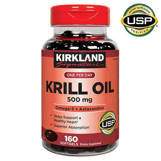 Kirkland Signature Krill Oil 500 mg., 160 Softgels 科克蘭 磷蝦油 500毫克 軟膠囊 160顆